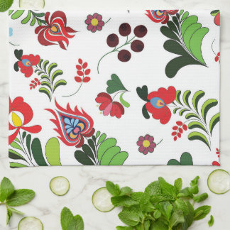 Boho Hungarian Folk Floral Design for Home or Gift Tea Towel