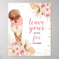 Boho Ice Cream Baby Shower Wishes for Baby Sign  