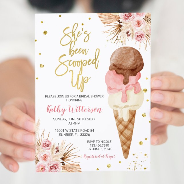 Boho Ice Cream Bridal Shower Invitation (Creator Uploaded)