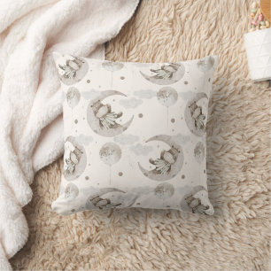Boho in Neutrals: Sleeping Baby Hippos Nursery Cushion