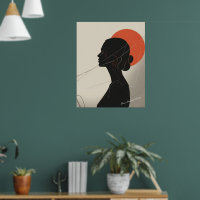 Boho Inclusive Woman Silhouette with Sunset Circle