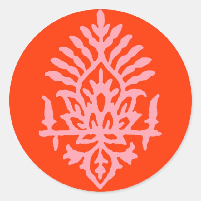 Boho India Block Print Classic Round Sticker (Front)