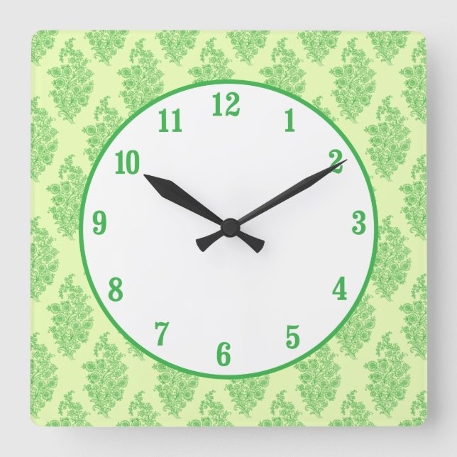 Boho India Block Print Square Wall Clock (Front)
