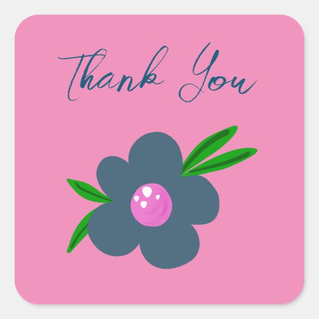 Boho Indigo Blue Flower | Square Party Sticker (Front)