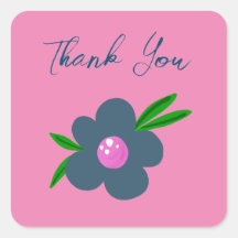 Boho Indigo Blue Flower | Square Party Sticker