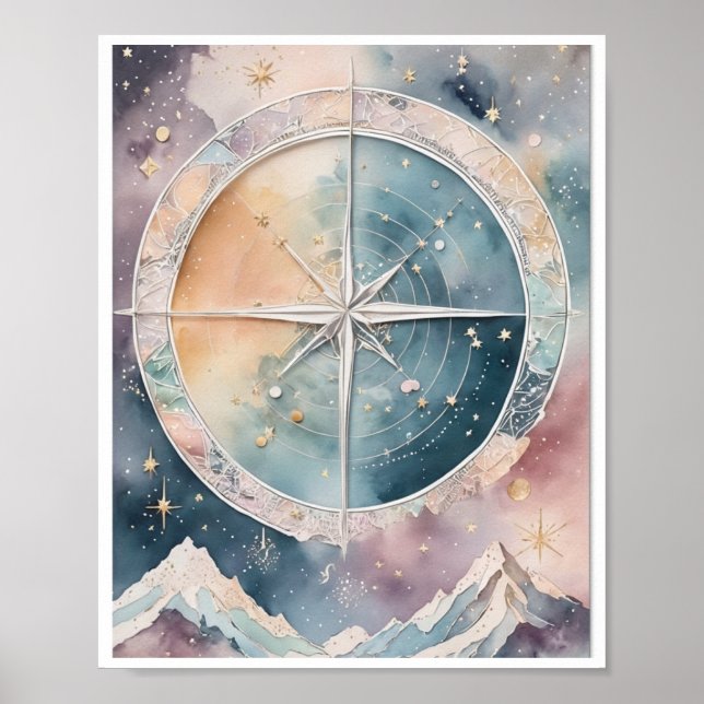 Boho-inspired celestial map Wall Art Decor Poster (Front)