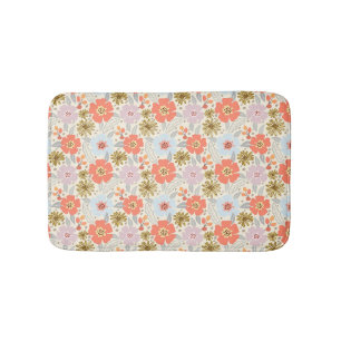 Boho Inspired Floral Pattern Bath Mat