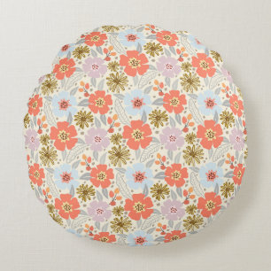 Boho Inspired Floral Pattern Round Pillow