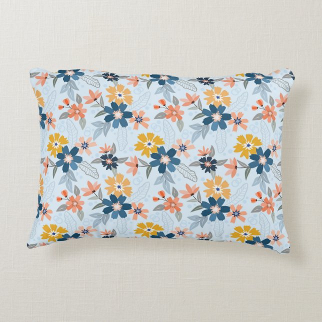 Boho Inspired Flower Pattern Accent Pillow (Back)