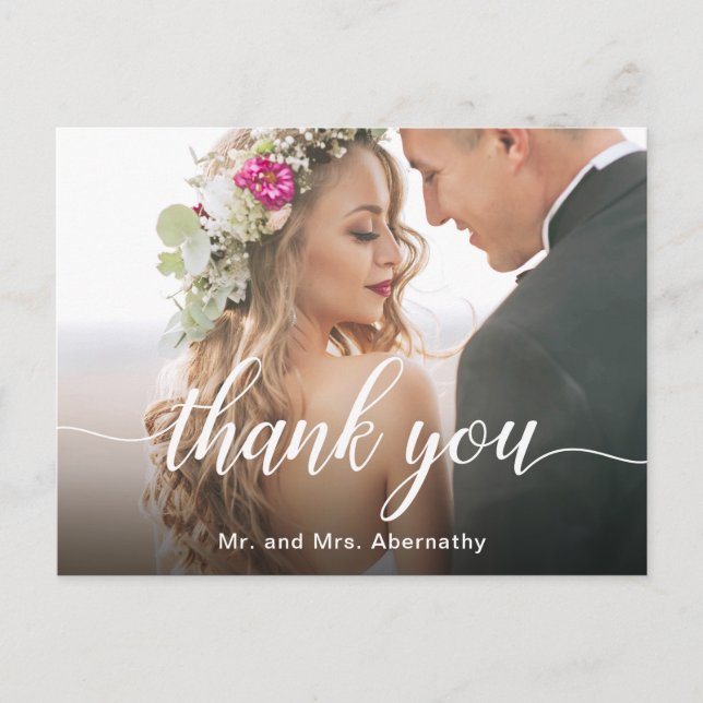 Boho Inspired Wedding Photo Thank You Postcard (Front)
