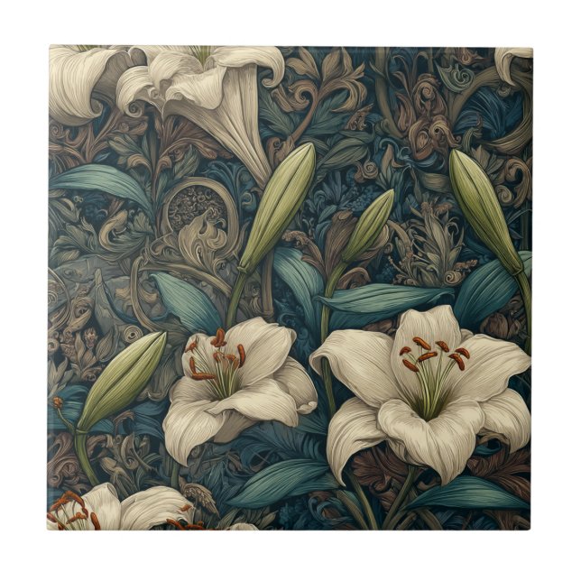 Boho Interior Design Lilies Tiles For Kitchen Wall (Front)