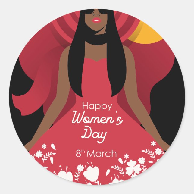 boho international womens day classic round sticker (Front)