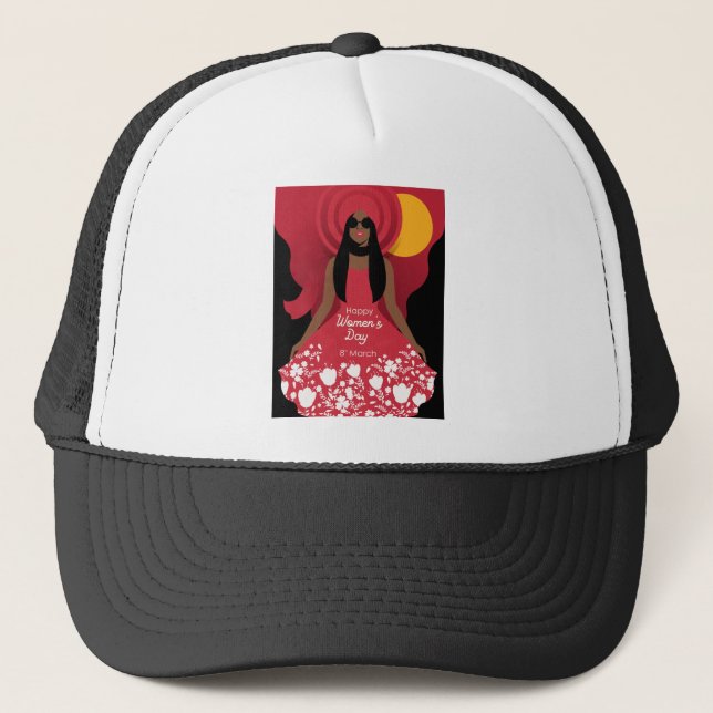 boho international womens day trucker hat (Front)