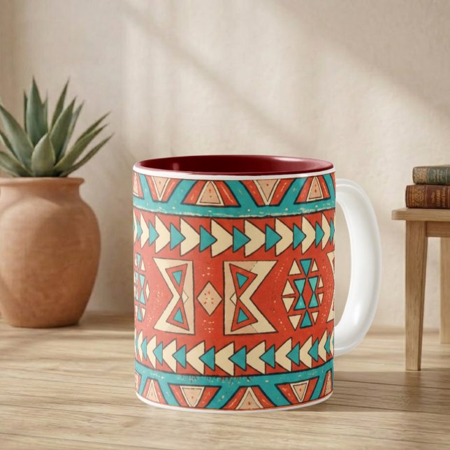 Boho Island Tribal  Two-Tone Coffee Mug (Creator Uploaded)
