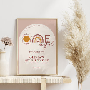Boho Isn't She Onederful 1st Birthday Arch Welcome Poster