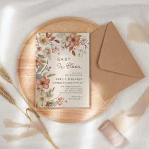 Boho Ivory Wildflower Floral Baby Shower Invitation