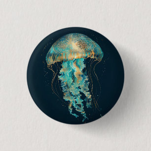 Boho Jellyfish   Deep Ocean 3 Cm Round Badge