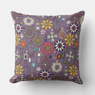 boho jewel treasures lilac cushion