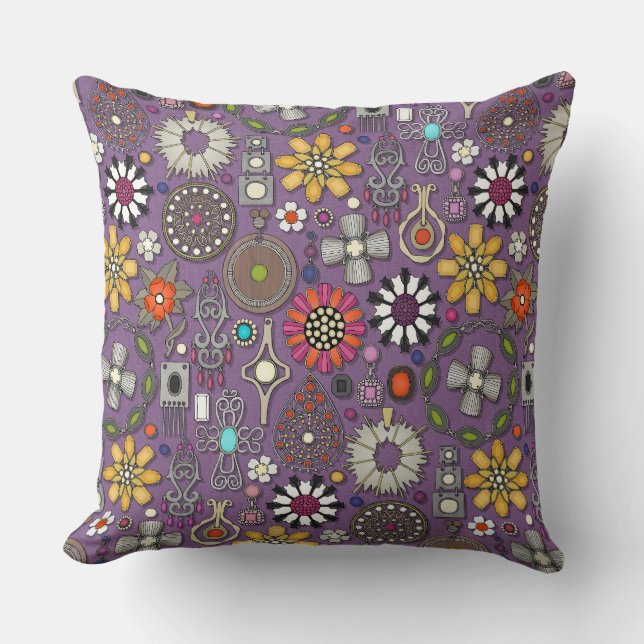 boho jewel treasures lilac cushion (Front)