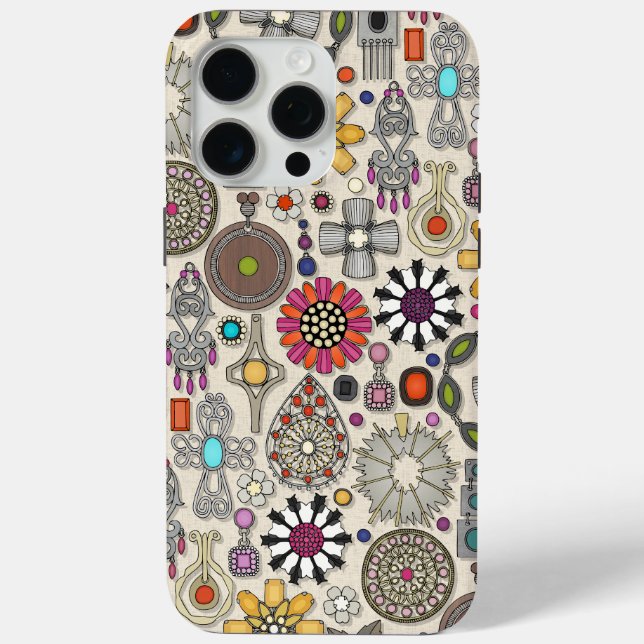 boho jewel treasures linen Case-Mate iPhone case (Back)