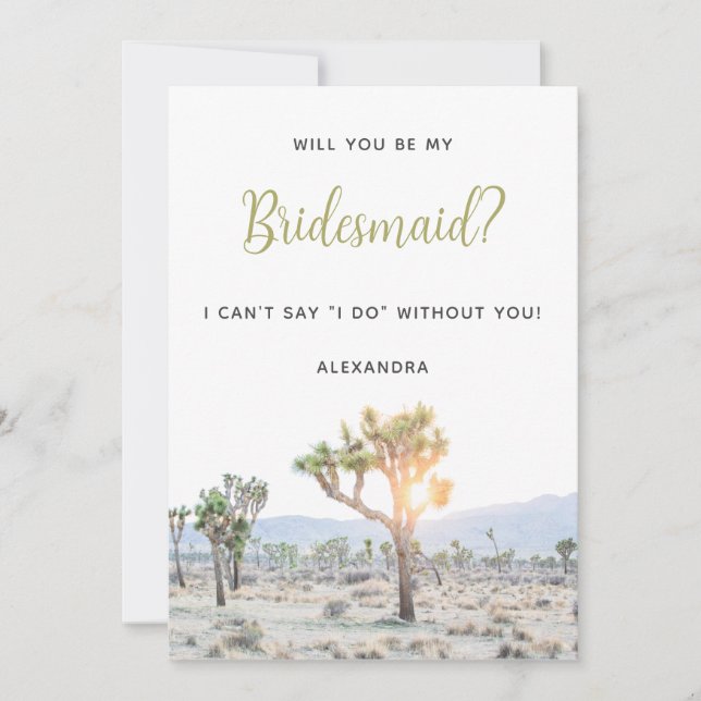 Boho Joshua Tree Will You Be My Bridesmaid Invitation (Front)
