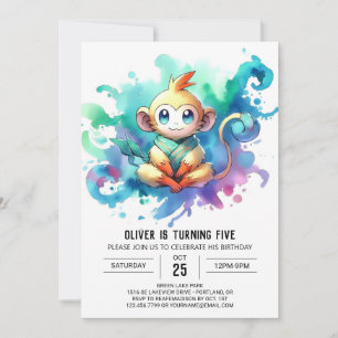  Boho Joyful Monkey Birthday Invitation