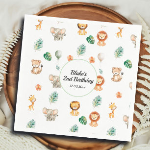 Boho Jungle Animals Birthday Napkin