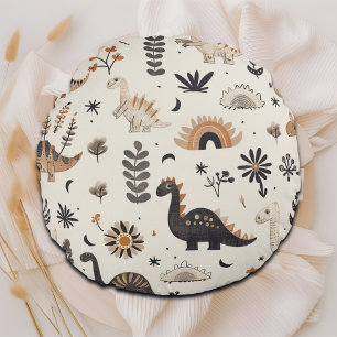Boho Jungle Dinosaur Pattern Round Cushion