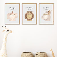 Boho Jungle Safari Animals Personalised Nursery 