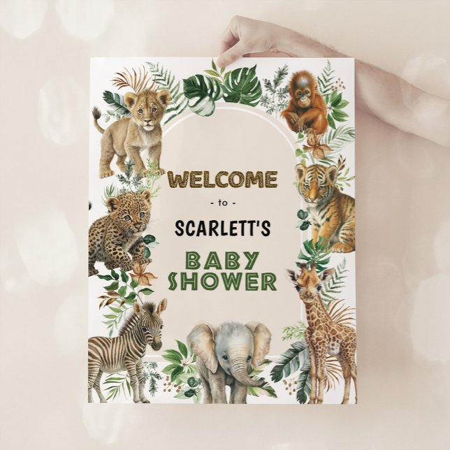 Boho Jungle Wild Animals Boy Baby Shower Welcome Poster (Creator Uploaded)