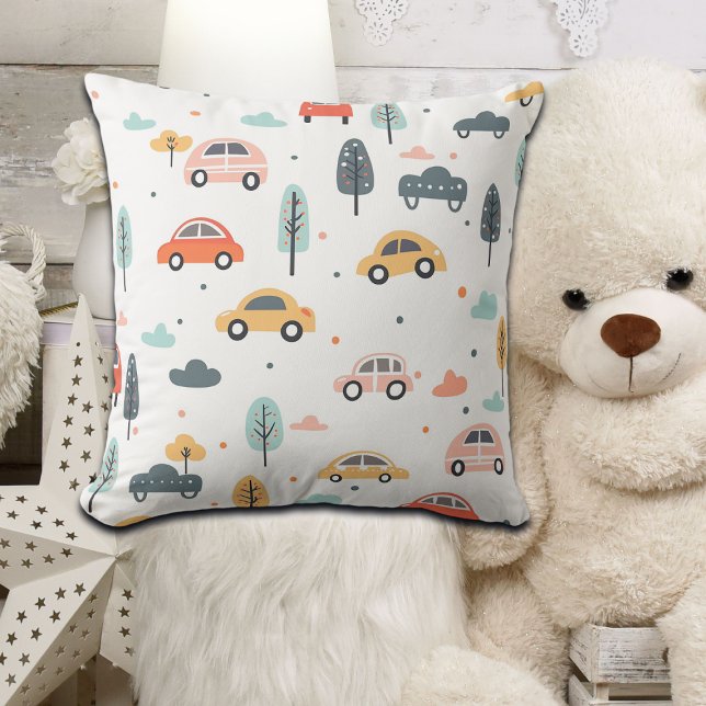 Boho Kids Cars, Trees & Clouds Pattern Cushion (Creator Uploaded)