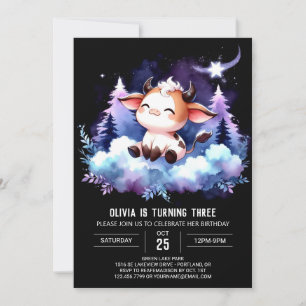 Boho Kids Cow Birthday Invitation
