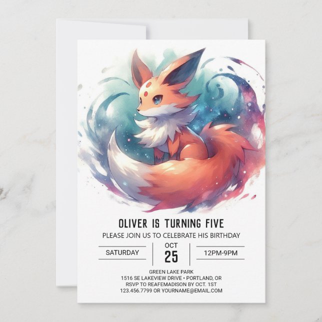 Boho Kids Fox Birthday Invitation (Front)