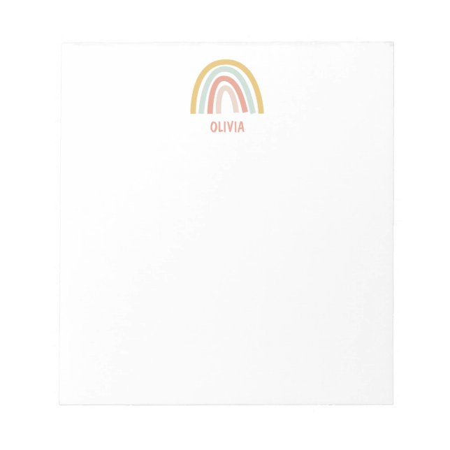 Boho Kids Rainbow Personalised Notepad (Front)