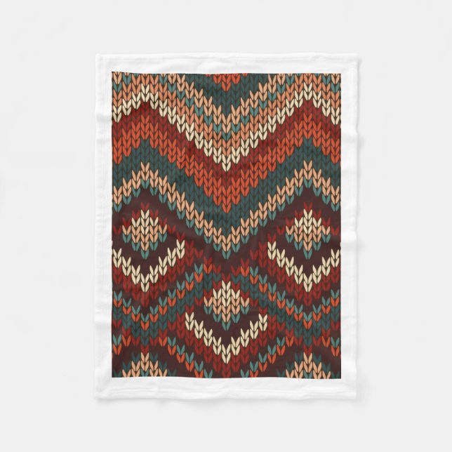 Boho Knit Pattern Winter Throw Blanket (Front)