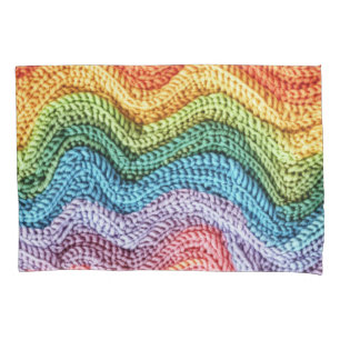 Boho Knit Striped Colorful, Cozy & Artisanal Vibes Pillowcase