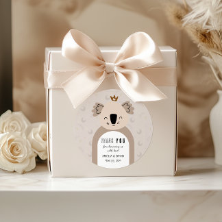 Boho Koala Moon Star Neutral Baby Shower Thank You Classic Round Sticker