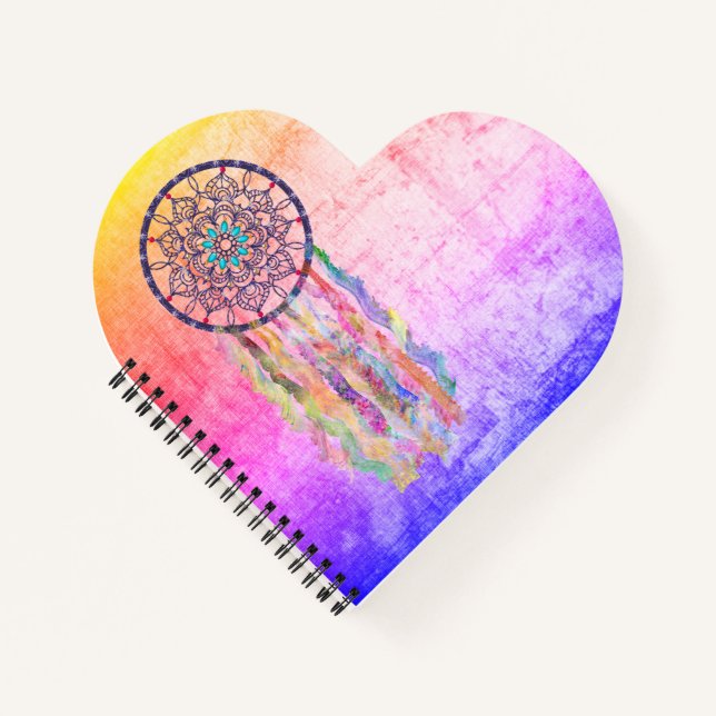 Boho Lace Dreamcatcher | Grunge Rainbow Notebook (Front)