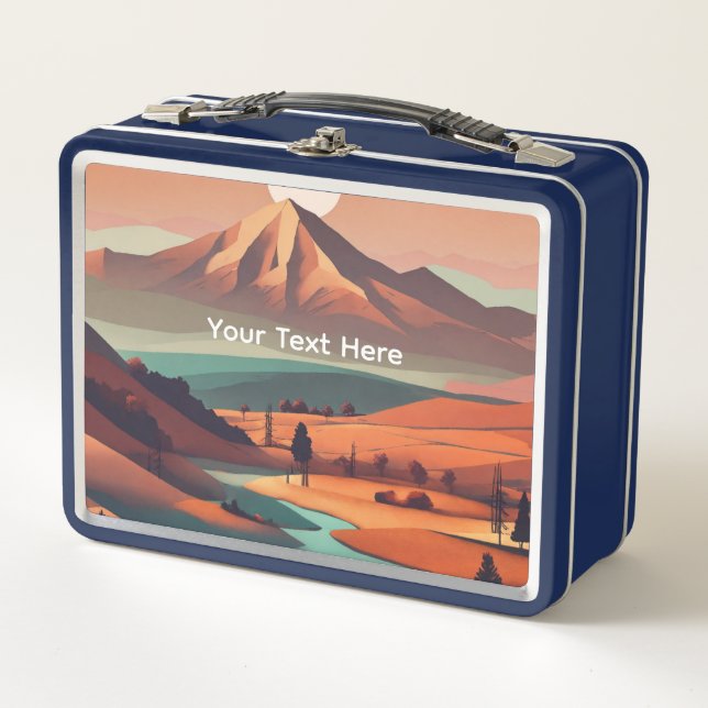 Boho landscape  metal lunch box (Front)