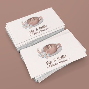 Boho Latte With Flowers Personalized Business Card