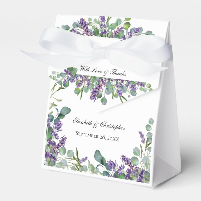 Boho Lavender Eucalyptus Elegant Formal Wedding Favour Box (Front Side)