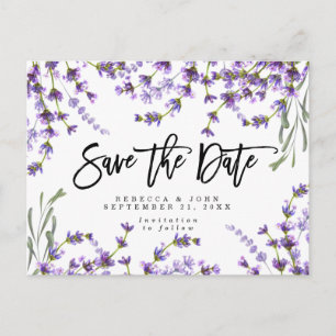 boho lavender floral wedding save the date card