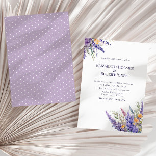 Boho Lavender Lilac Watercolor Wildflowers Wedding Invitation