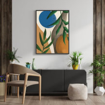 Boho Leaf Abstract Wall Art Digital Painting