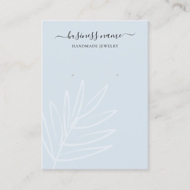 Boho Leaf Dusty Blue Earring Jewellery Display Business Card (Front)
