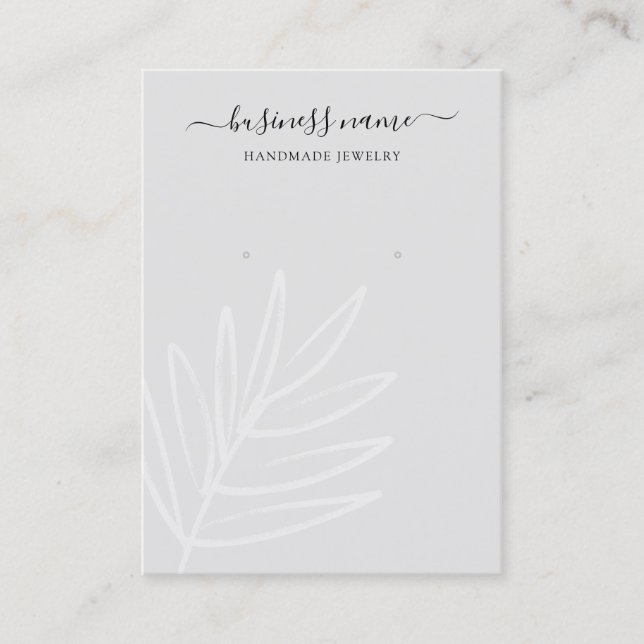 Boho Leaf Grey Earring Jewellery Display Business Card (Front)