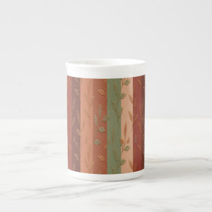 Boho Leaf Pattern Rustic Home Decor  Bone China Mug