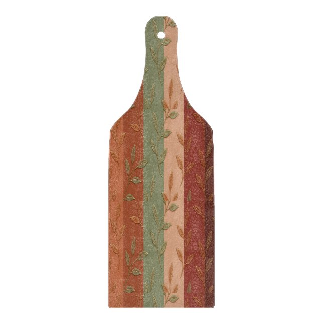 Boho Leaf Pattern Rustic Home Decor  Cutting Board (Front)