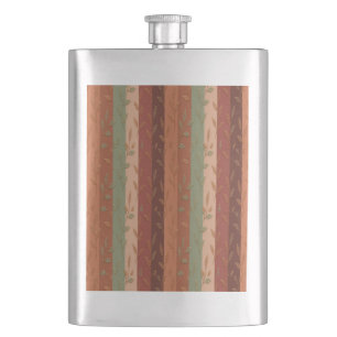 Boho Leaf Pattern Rustic Home Decor Hip Flask