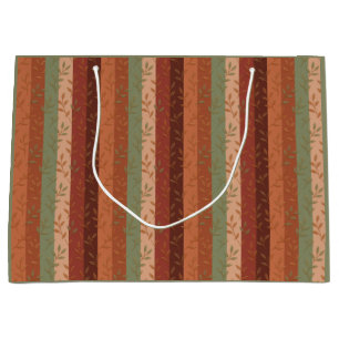 Boho Leaf Pattern Rustic Home Decor Large Gift Bag